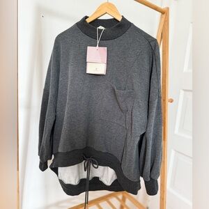 NWT NAP Loungewear Drawstring Hem Cotton Sweatshirt Small Charcoal Grey